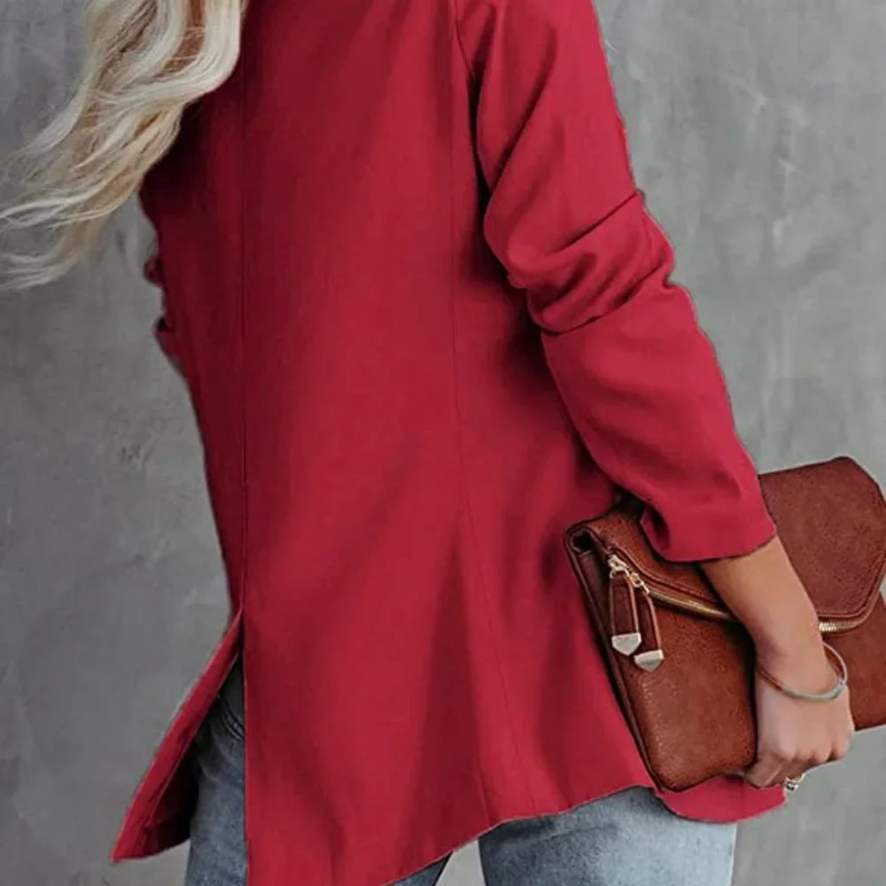 Casual Blazers Long Sleeve Open Front Button Work Office Blazer Jackets with - Picture 3 of 4